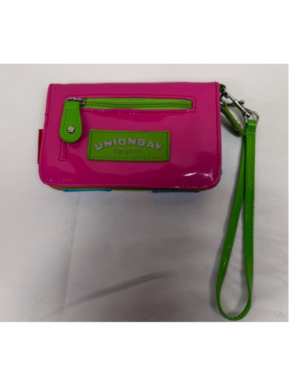 Vintage Union Bay Wristlet Wallet Y2K Neon Pink Green Blue